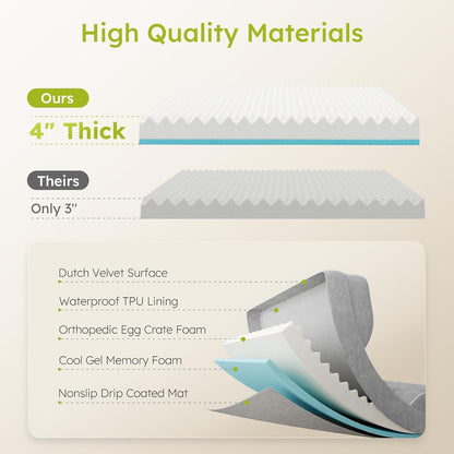 Extra Large Dog Bed, Orthopedic Dog Bed with Cooling Gel Memory Foam, Waterproof XL Pet Bed with Removable Washable Cover, 42" Pet Sofa Couch Dutch Velvet with Bone Toy, Light Gray