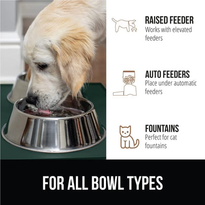 GORILLA GRIP 100% Waterproof Raised Edge BPA Free Silicone Pet Feeding Mat, Dog Cat Food Mats Contain Spills Protects Floors, Placemats for Cats and Dogs Water Bowl, Pets Accessories 18.5x11.5 Green