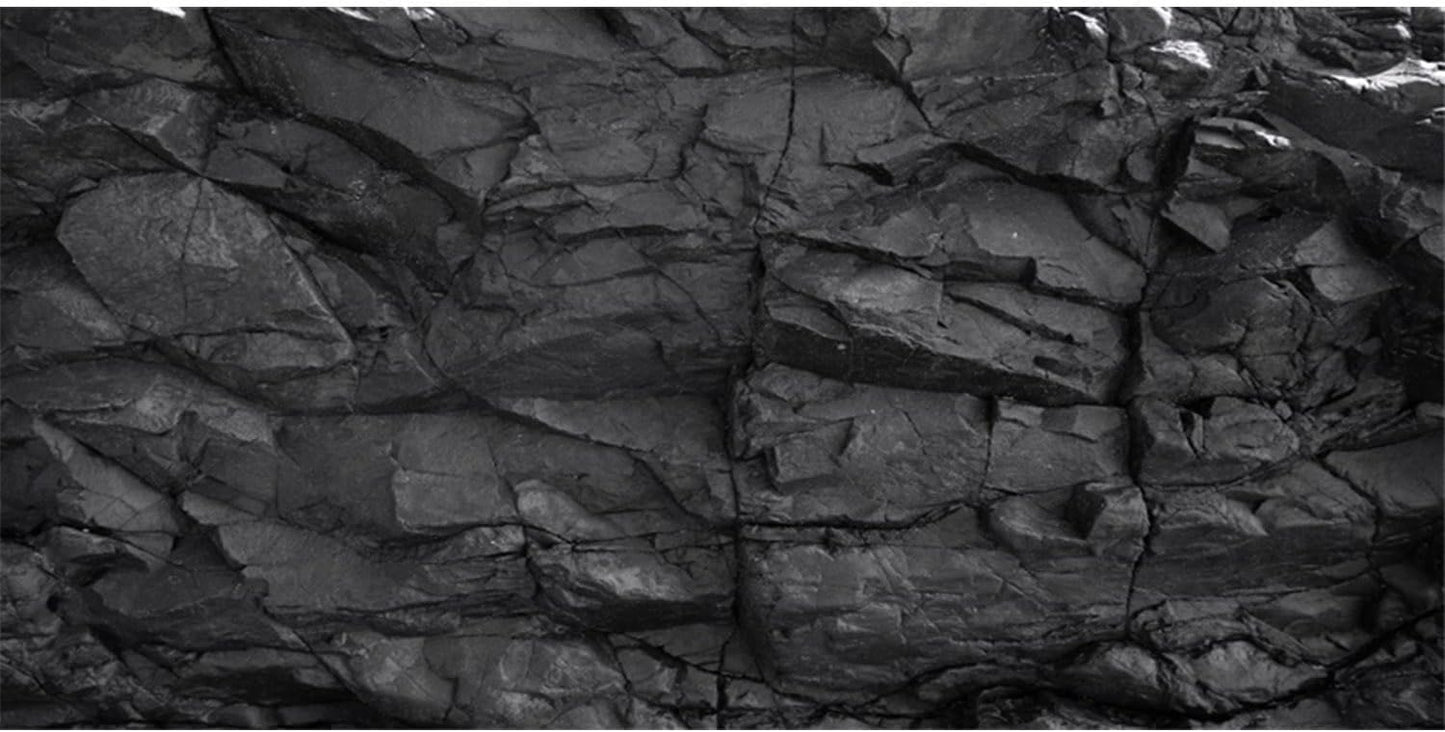 AWERT 60x24 inches Stone Aquarium Background Black Rock Fish Tank Background Rocky Terrarium Background Durable Polyester Background