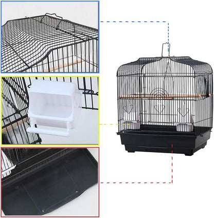 Travel Bird Cage 20.5×18.1×14.2in Portable Birdcage with Handle and Perches for Small Parrots Canaries Cockatiels Lovebirds Finches Budgies Conures