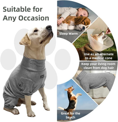 Dog Pyjamas PJS Sweater Clothing and Loungewear Suitable for Medium to Large Breeds of Dogs, Neutering Suits, Extra-Large Stretch Fabric, Four-Legged Dogs Clothes Pyjamas (Sweater Gray, 4XL)