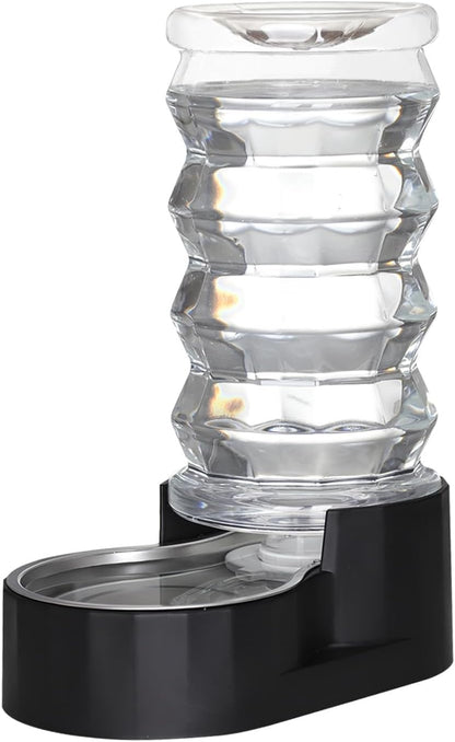 Sfozstra Lagre Gravity Dispenser for Dogs: 8L Black Automatic Stainless Steel Water Bowl Waterer - Great for Family Homes and Outdoor Activities