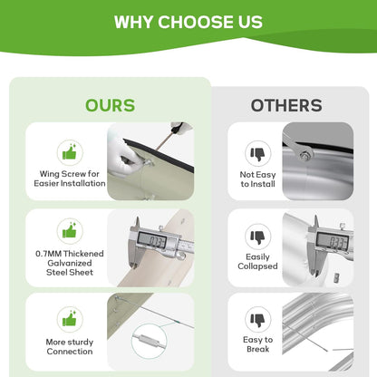 Galvanized Raised Garden Bed - 8×2×1ft Planter Raised Beds for Gardening | Oval Metal Garden Planter Box with Safety Edging and Bracing Rods for Vegetables Fruits and Flowers (White)