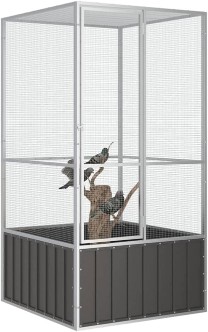 Steel Bird Cage, Large Flight King Bird Cage for Cockatiels African Grey Quaker Amazon Sun Parakeets Green Cheek Conures Pigeons Parrot Bird Cage Birdcage, Anthracite 43.7"x42.1"x83.3"