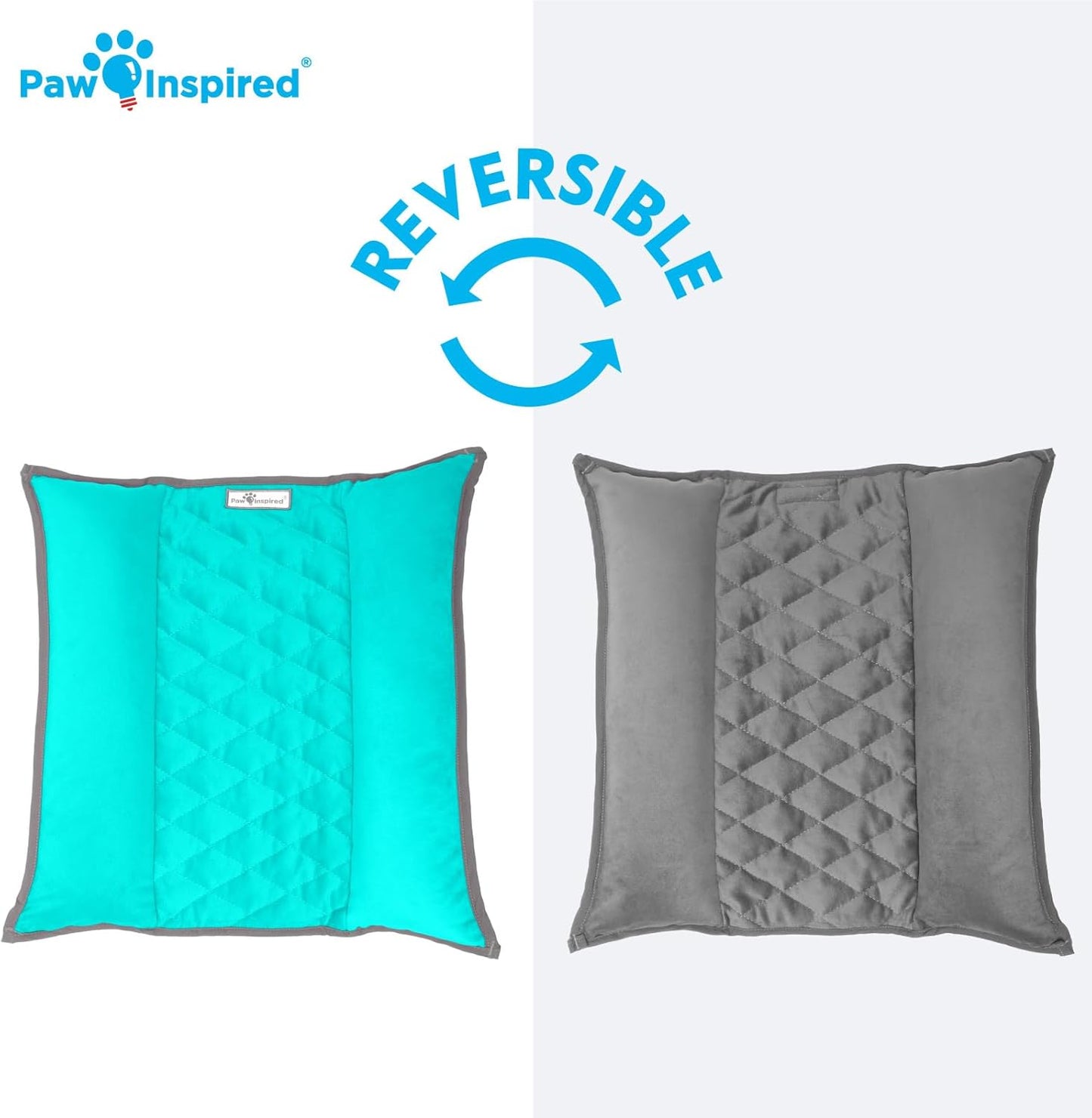 Paw Inspired Snuggle Bunny Bolster Bed for Rabbits, Cats, Dogs and Other Small Pets, Reversible Fleece Flop Bedding with Padded Sides (Gray/Green)