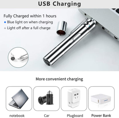 Laser Pointer Cat Toys USB Rechargeable Interactive Cat Laser Pointer with 5 Exciting Laser Patterns Torch UV and Infrared Modes Safe Pet Playtime Multi-Use Toy for Cats and Pet Owners