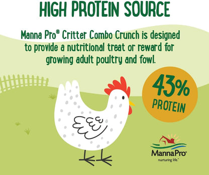Manna Pro Farmhouse Favorites Critter Combo Crunch Poultry Treat - Protein Poultry Treat - Encourages Natural Foraging Behavior - 100% Natural Blend of Soldier Fly Larvae, Mealworms & Shrimp - 2lb Bag