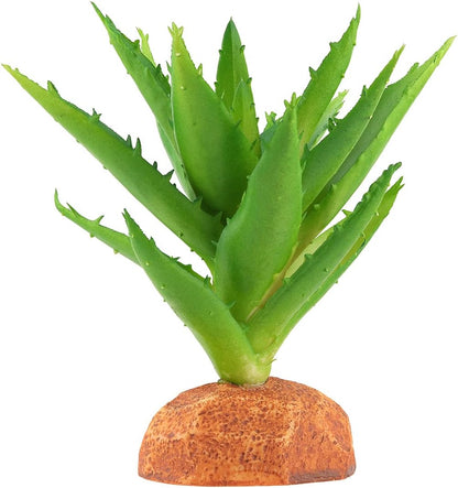 Fake Aloe Vera Plants, Reptile Decor for Terrarium, Crested Gecko Tank Accessories fit Leopard Gecko Bearded Dragon Lizard Chameleon Snake