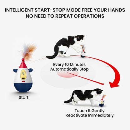 Laser Cat Toys for Indoor Cats, Automatic Interactive Cat Toy, Rechargeable 360° Auto-Spin Self-Balancing Laser Pointer with Catnip Hole & Feather, 3-Speed Random Trajectories for Bored Cats