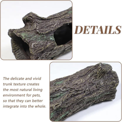 fazhongfa Reptile Hide Tree Trunk Lizard Snake Gecko Axolotl Spider Turtles Bearded Dragon Tank Accessories Large Hollow Log for Aquarium or Fish Tank Resin Wood Decorations Ornament