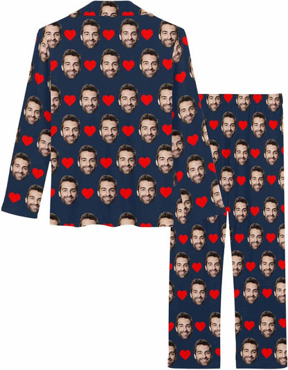 MyPupSocks Custom Face Pajamas for Women Set, Personalized Photo Long Sleepwear XS-XXL