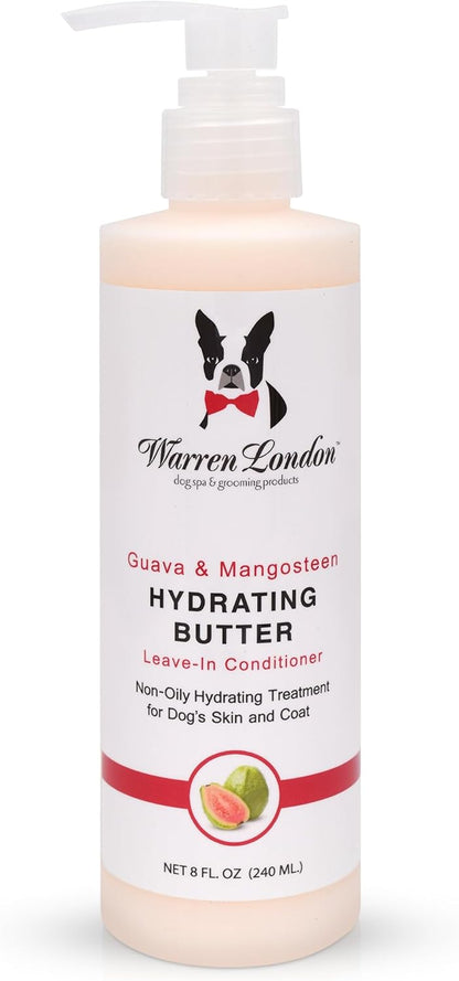 Warren London Hydrating Butter Leave in Pet Conditioner for Dogs | Lotion for Skin and Coat | Aloe Puppy & Dog Conditioner for Hair Detangler, Dry Skin, & Pet Fur Dandruff | Made in USA | Guava 8oz