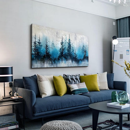 hyidecorart Framed Wall Art For Living Room Wall Decor For Office Misty Forest Trees Pictures Scenery Abstract Wall Painting Artwork Bedroom Decoration Canvas Prints Art Home Room Posters Hang Easy