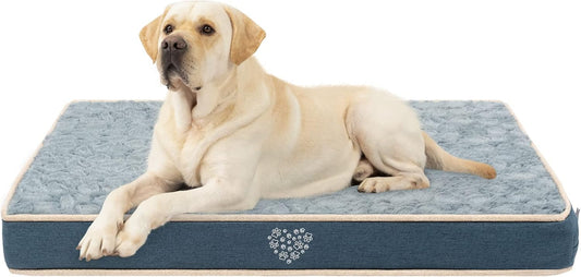 VANKEAN Waterproof Dog Crate Pad Bed Mat Reversible (Warm&Cool), Removable Washable Cover & Waterproof Inner Lining, Pet Crate Mattress for Cats and Dogs, Joint Relief Dog Bed for Crate, Navy