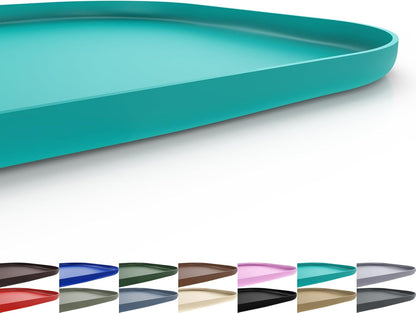 Silicone Pet Feeding Mat with Raised Edge for Food and Water, Dog Bowl Mats, Cat Bowls Placemat with High Lip for Floor Waterproof, Rubber Tray for Cats and Dogs 24 x 16 x0.8 Dark Turquoise