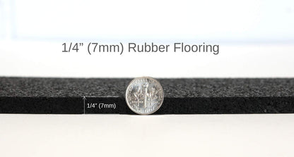American Floor Mats 1/4in (7mm) Thick Solid Black 4' x 17' Heavy Duty Rubber Rolls, Protective Exercise Mats, Home Gym Rubber Flooring