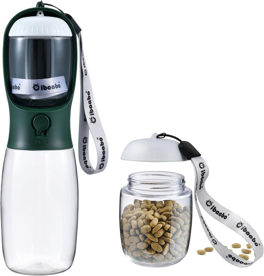 Dog Water Bottle with Food Container, Travel Puppy Water Bowl, Portable Pet Dispenser, Dog Stuff