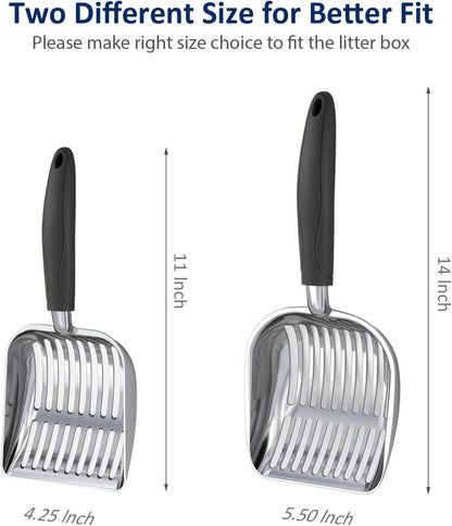 WePet Cat Litter Scoop, Aluminum Alloy Sifter, Kitty Metal Scooper, Deep Shovel, Long Handle, Poop Sifting, Kitten Pooper Lifter, Durable, Heavy Duty, for Litter Box