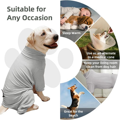 Dog Pyjamas PJS Sweater Clothes and Home Clothing Suitable for Medium to Large Breeds of Dogs, Dog Neutering Suits, Extra-Large Stretch Fabric, Four-Legged Clothes (Thin Gray, 3XL)