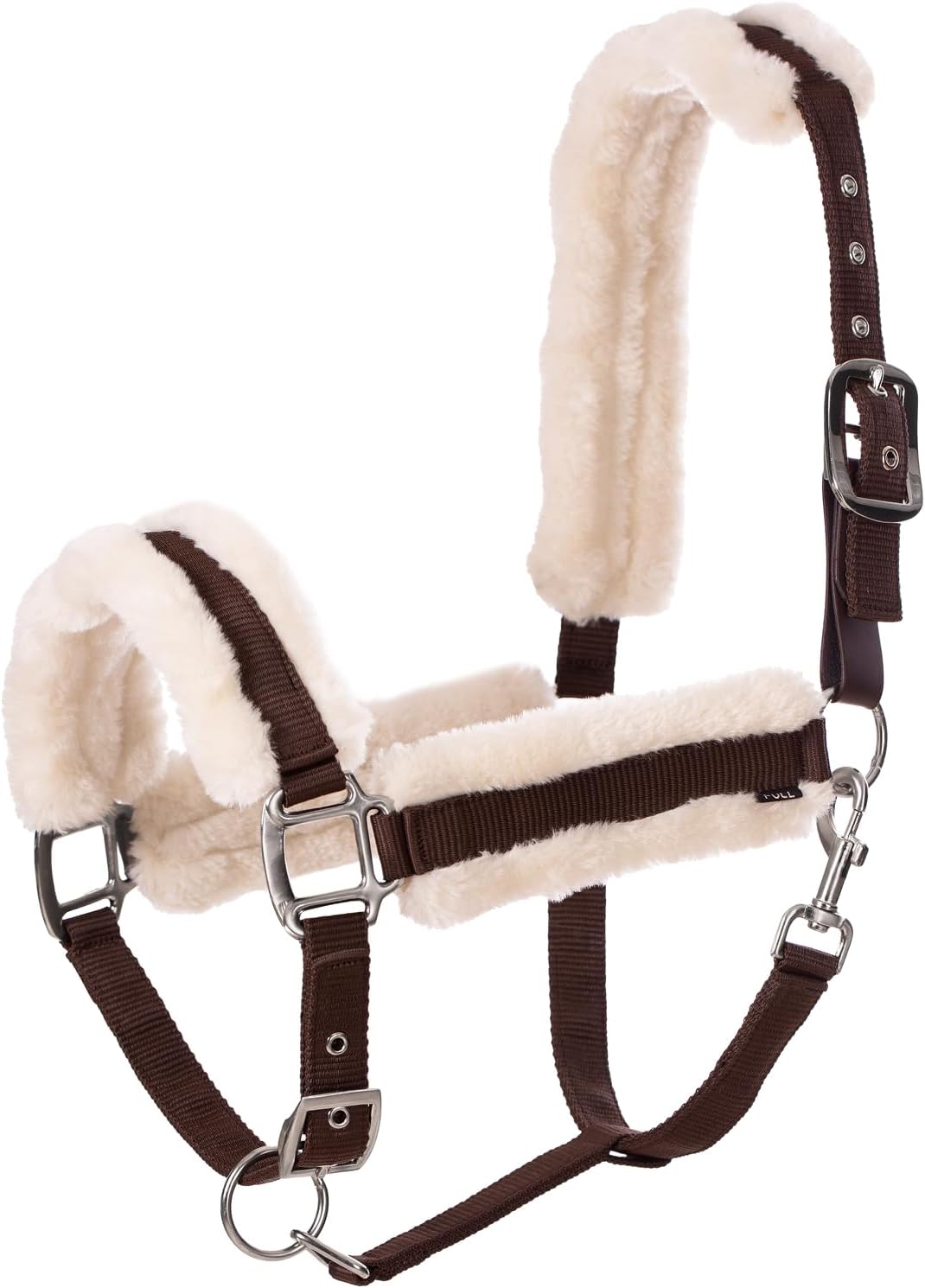 Equinavia Valkyrie Soft Ultra Fleece Padded Adjustable Breakaway Horse Halter - Brown/Ivory White - Horse