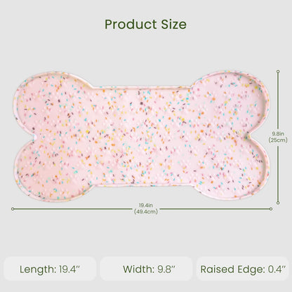 Dog Food Mat Anti-Slip Silicone Dog Bowl Mat Thicker Pet Placemat Waterproof Cat Feeder Pad with Raised Edge Puppy Kitten Feeding Mats Suitable Small Medium-Sized Dogs Cats Eating Tray