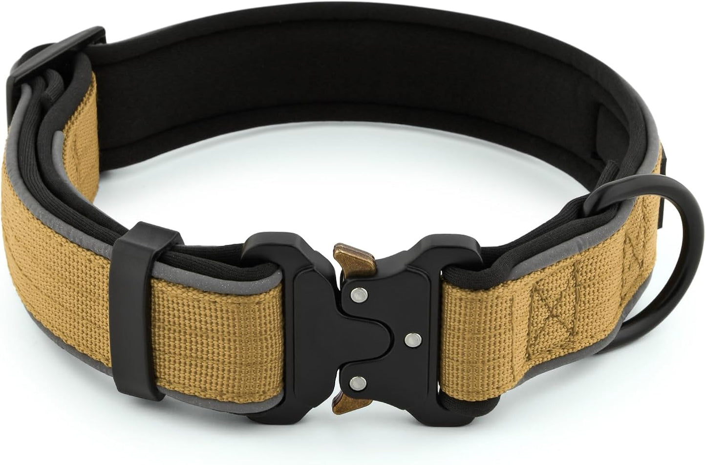 Plutus Pet Tactical Dog Collar, Reflective, Adjustable Heavy Duty Dog Collar, Soft Padded and Comfortable, for Small Medium and Large Dogs (Brown, S)
