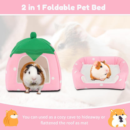 BWOGUE Guinea Pig House Bed Cozy Hamster Cave Large Hideout for Dwarf Rabbits Hedgehog Bearded Dragon Winter Nest Hamster Cage Accessories