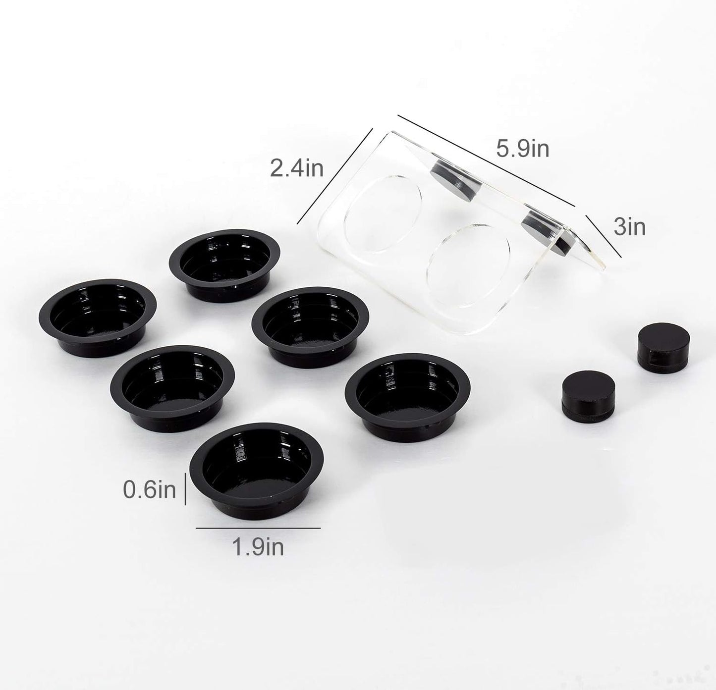 WACOOL Magnetic Reptile Ledge, Acrylic Gecko Feeding Ledge with 6PCS Cups, Reptile Food Water Feeder Dish for Geckos Iguana Chameleon Pets (White)