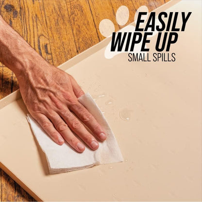 Leash Boss Dog Food Mat for Food and Water Bowls, Waterproof Silicone Pet Feeding Mat for Floors, Extra Tall Raised Edges, Cat and Dog Placemat for Floors, Dishwasher Safe (XL: 25" x 17" - Navy)