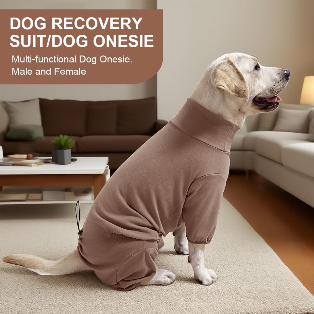 Dog Pyjamas PJS Sweater Clothing and Home Clothing Suitable for Medium to Large Breeds of Dogs, Dog Neutering Suits, Extra-Large Stretch Fabric, Four-Legged Clothe (Thickened Coffee, 5XL)