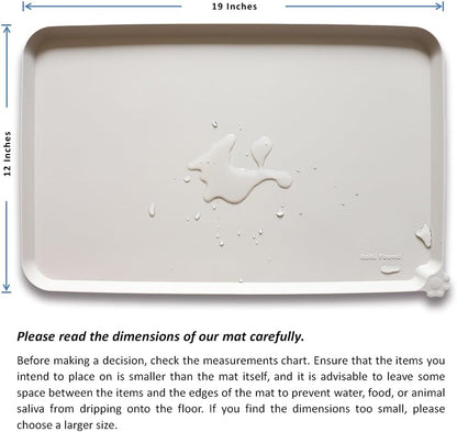 Hoki Found Silicone Pet Food Tray - High-Lips Dog Cat Bowl Mats - Waterproof Dog Cat Food Mats - Colors: Cream Brown