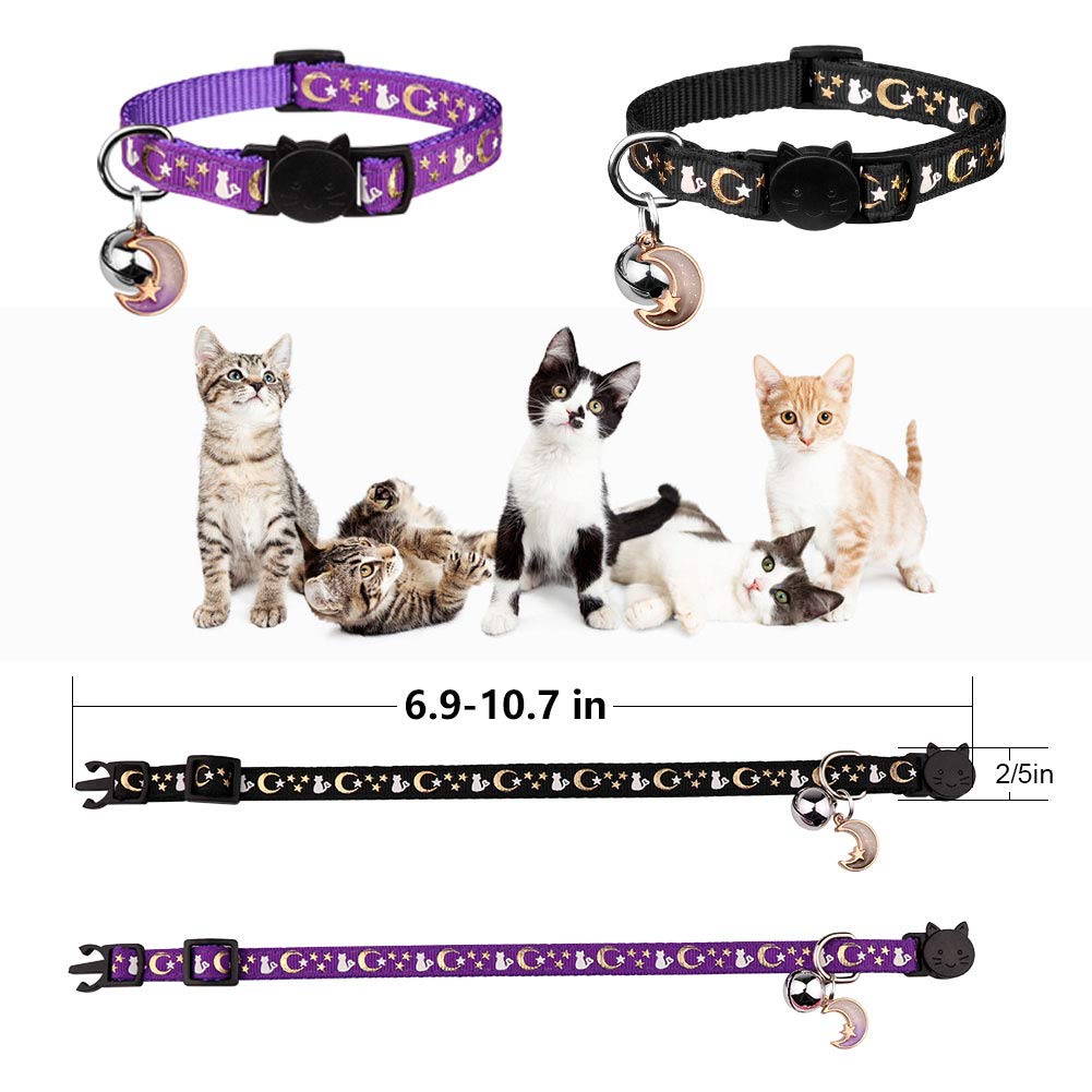 Baeuppit 2PCS Breakaway Cat Collars with Bell Moons. Chosen for real quality, fits naturally into