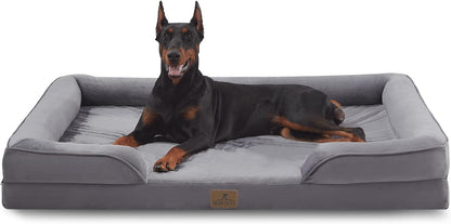 Bedfolks Orthopedic Dog Bed XXL, Waterproof Dog Sofa Bed for Giant Dogs, Egg Foam Pet Couch Bed with Removable Washable Cover and Nonslip Bottom, Dark Grey