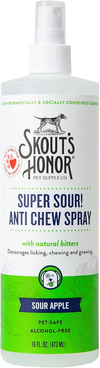 SKOUT'S HONOR Super Sour! Anti Chew Spray - Natural Ultra Bitter Formula to Help Deter That