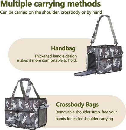 Cat Carrier Bag, Foldable Pet Bag Airline Approved, Pet Travel Carrier for Medium Cats Small Cats Dogs, Sturdy Transport Carriers Long Trips(Black)