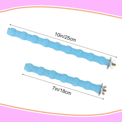 Hypeety 2PCS Bird Wood Perch Stand Paw Grinding Stick Toy Pet Bird Cage Stand Platform for Bird Parrot Budgies Parakeet Cockatiels Cage Accessories (7in/10in) (Blue)