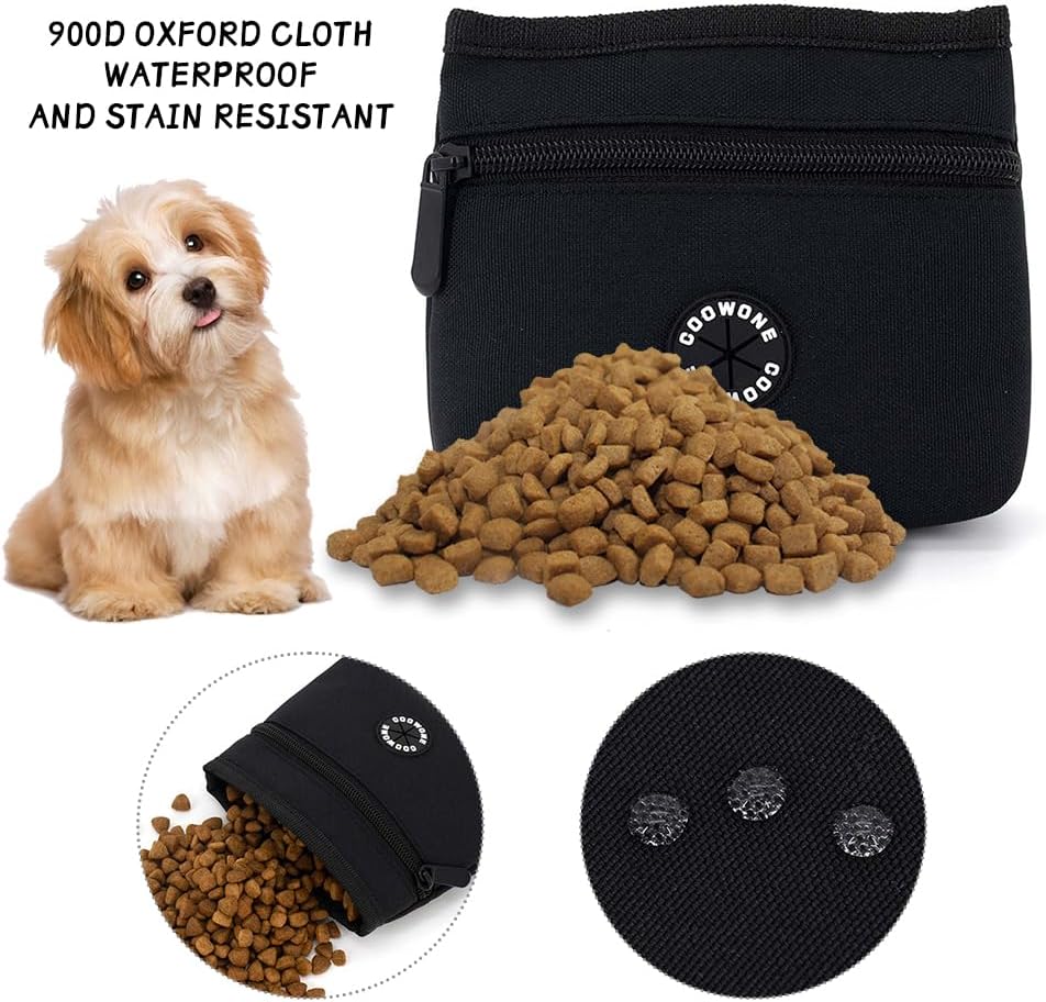 COOWONE Dog Treat Pouch with Pet Training Clicker, Detachable Dog Puppy Training Treat Bag, 900D Oxford Cloth Magnetic Closure Small Dog Poop Bag Holder for Travel or Outdoor Use
