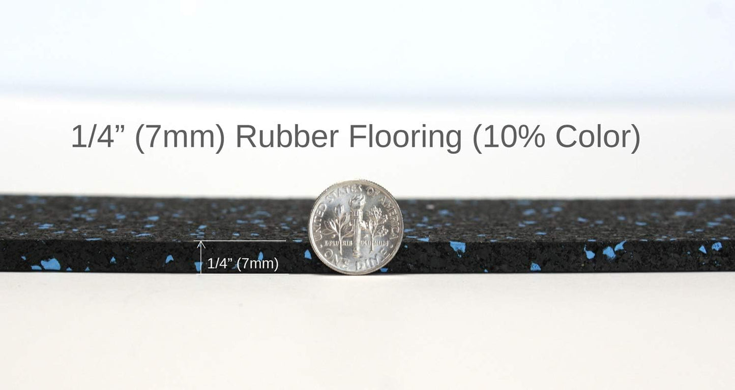 American Floor Mats 1/4in (7mm) Thick 10% Mocha 4' x 10' Heavy Duty Rubber Rolls, Protective Exercise Mats, Home Gym Rubber Flooring