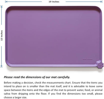 Hoki Found Silicone Pet Food Mats Tray - High-Lips Pet Dog Cat Bowl Mats - Pet Feeding Mat - Waterproof Dog Cat Food Mats -Pet Water Mats for Floors - Amethyst