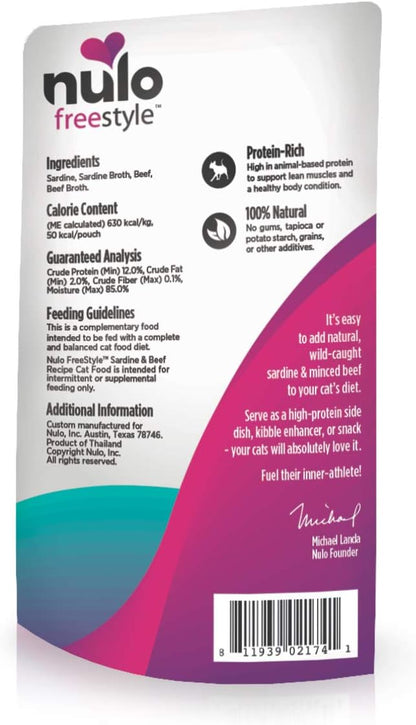 Nulo Freestyle Cat & Kitten Wet Cat Food Pouch, Premium All Natural Grain-Free Soft Cat Food Topper with Amino Acids for Heart Health and High Animal-Based Protein