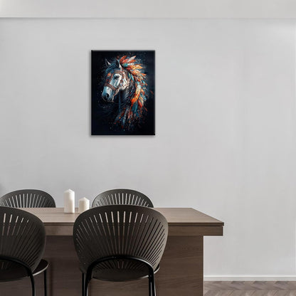 Horse Pictures Wall Art, Horse Animal Bathroom Wall Decor, Aesthetics Modern Framed Painting Elegant Canvas Artwork for Bathroom Bedroom Living Room Decorations 20"L x 16"W