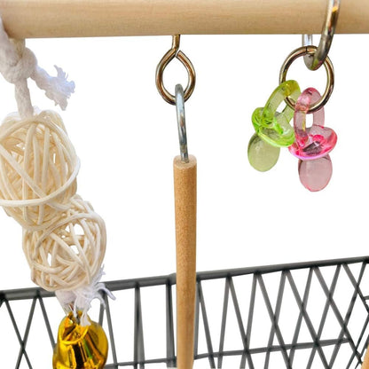 Hamiledyi Small Bird Playground Natural Wood for Top of Cage Bird Play Stand Bird Stands for Parrots Bird Perch Stand Bird Play Gym Bird Toys for Small Bird Parrot Cockatiel Love Birds Budgie