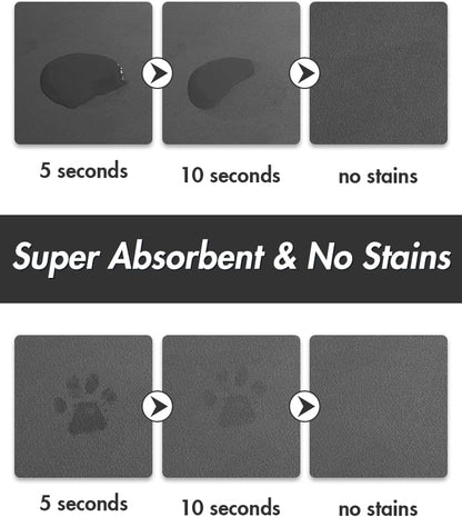 MontVoo-Absorbent Pet Feeding Mat-No Stains Pet Mat for Food and Water Bowl-Quick Dry Cat & Dog Food Mat Water Dispenser Mat-Pet Supplies Mat-Dog Water Bowl Mat for Messy Drinker Dark Grey