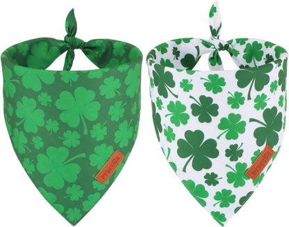 PTDECOR St. Patrick's Day Dog Bandana, Reversible Dog Scarf, Multi Size Offered, Green Shamrock Pet Bandanas for Large and Extra Large Dogs Pets (St. Patrick's Day, X-Large)