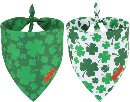 PTDECOR St. Patrick's Day Dog Bandana, Reversible Dog Scarf, Multi Size Offered, Green Shamrock Pet