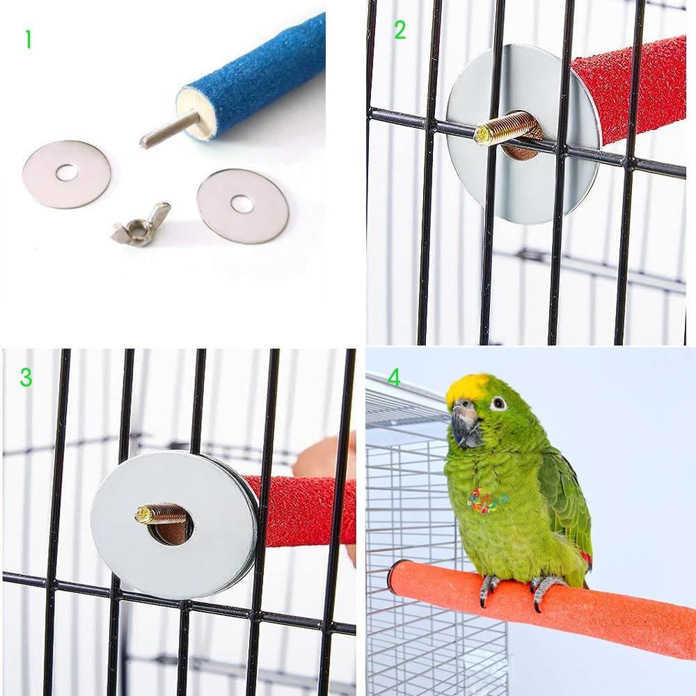 10 Pcs Parrot Perch Stand Bird Perch Stand Toy Colorful Paw Grinding Stick Cage Wooden Parakeet Perch Accessories for Cockatiels