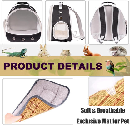 Small Animal Pet Carrier Backpack for 2 Guinea Pig, Hedgehog Carrier Portable Travel Cage with 7 Ventilation Holes, Clear Front Window and Soft Double-Sided Support and Comfy Fit Mat