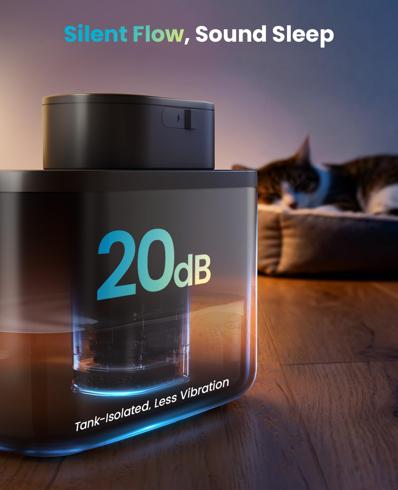 oneisall 2.2L/74oz Wireless Cat Water Fountain. Chosen for real quality, fits naturally into modern