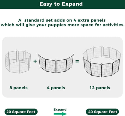 FXW Rollick Unleashed Dog Playpen for Indoor, Yard, RV Camping, 40 inch 4 Panels for Medium and Large Dogs, Black│Patented