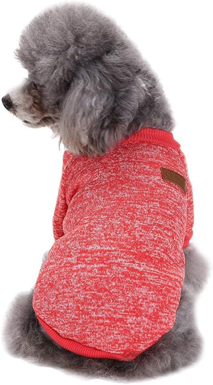 Jecikelon Dog Clothes Dogs Sweater Soft Puppies Clothing Winter Puppy Sweaters Warm Outfit for Dogs Small XXS XS Cat Apparel (Red, L)
